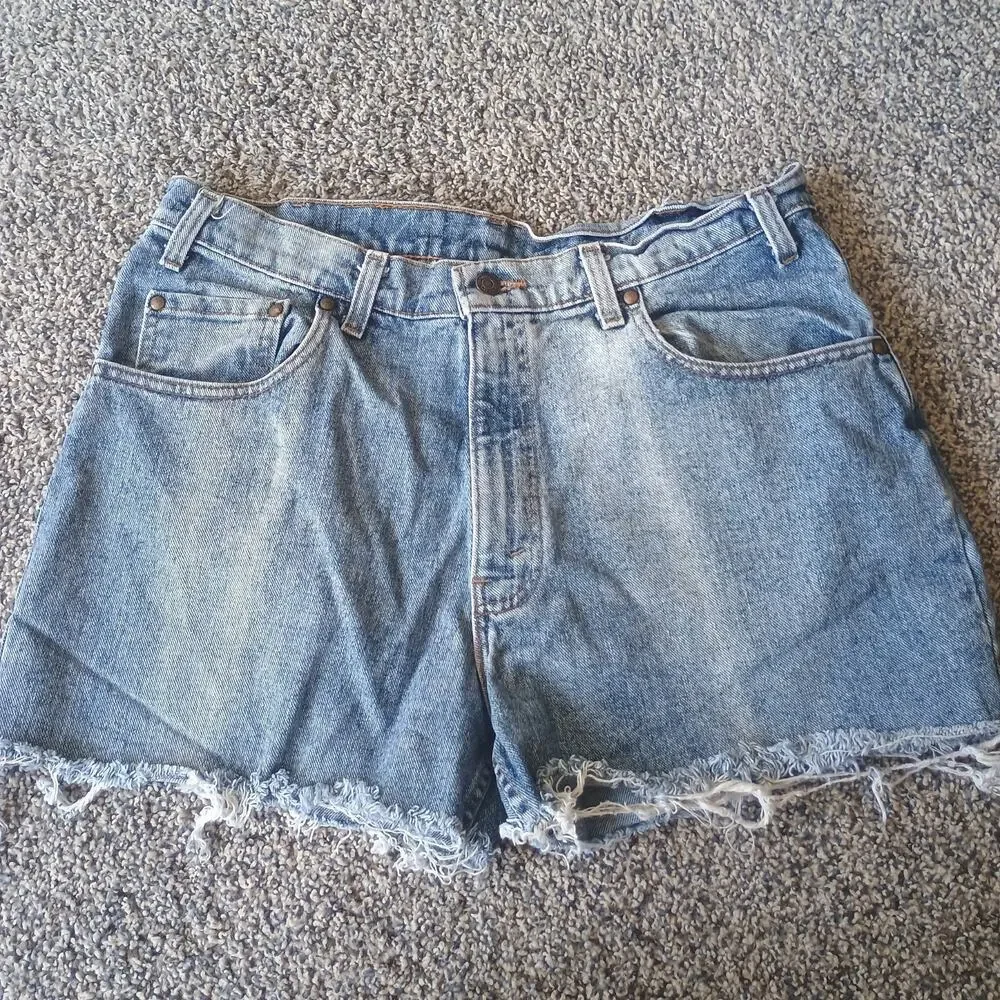 Levi's Orange Tab Vintage Faded Denim Jean Shorts Jorts 34x3.5 Raw Hem Western